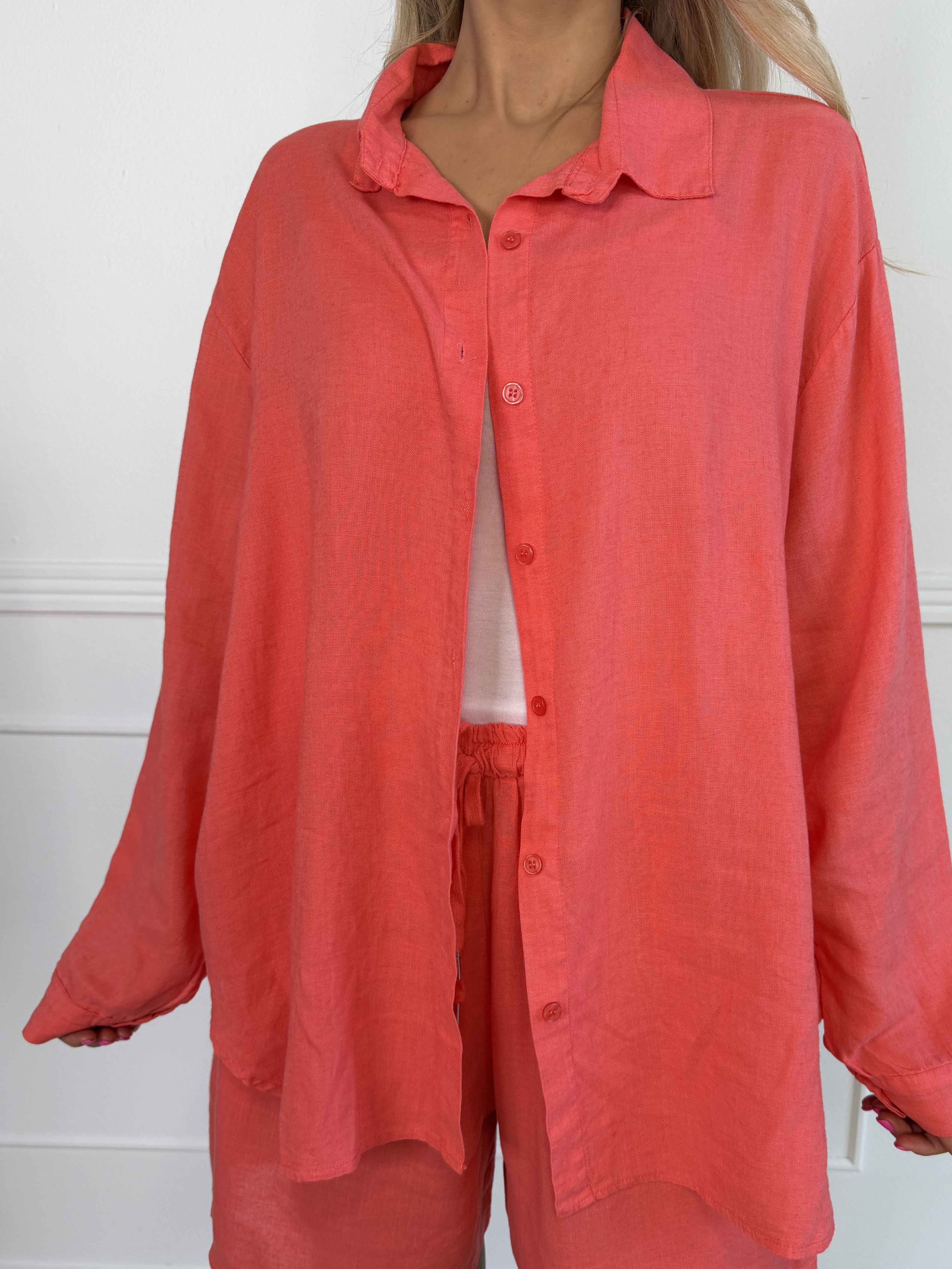 Clara Shirt - Ensfarvet skjorte i viskose og hør